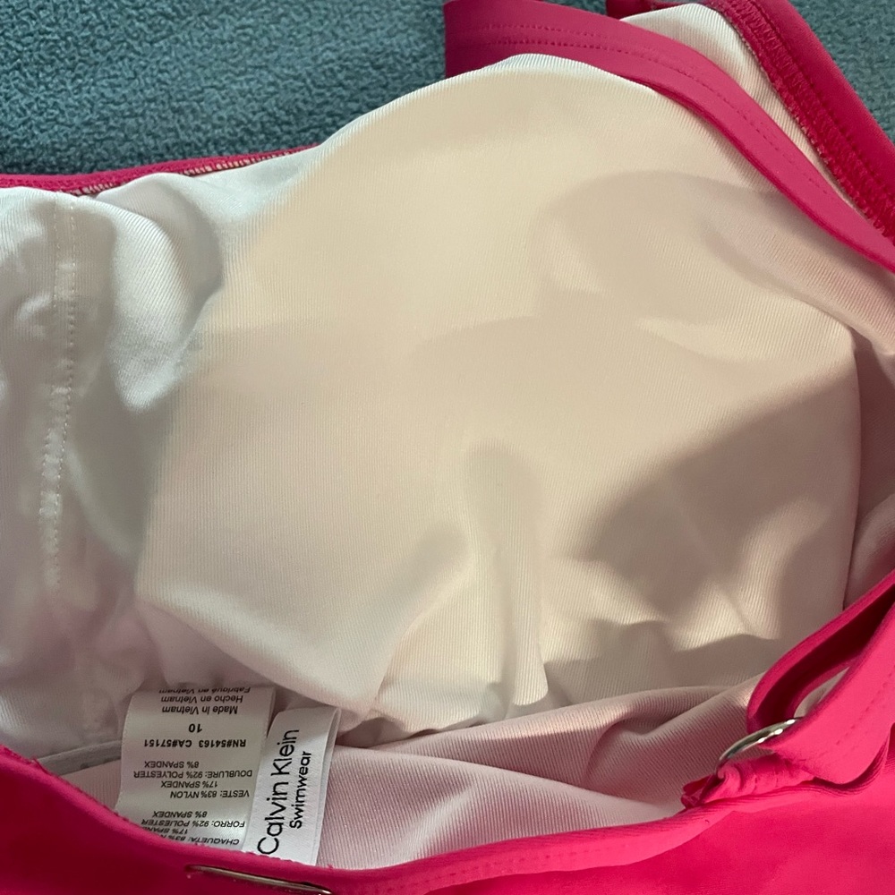 Calvin Klein size 10 bright pink one piece bathing suit - Picture 6 of 10